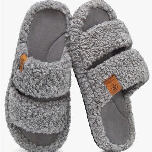 Cozy Gray Fuzzy Slippers